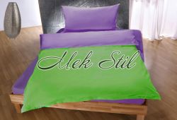 Двулицево спално бельо за единично легло зелено/лилаво